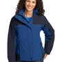 Port Authority Womens Nootka Waterproof Full Zip Hooded Jacket - Regatta Blue/Navy Blue