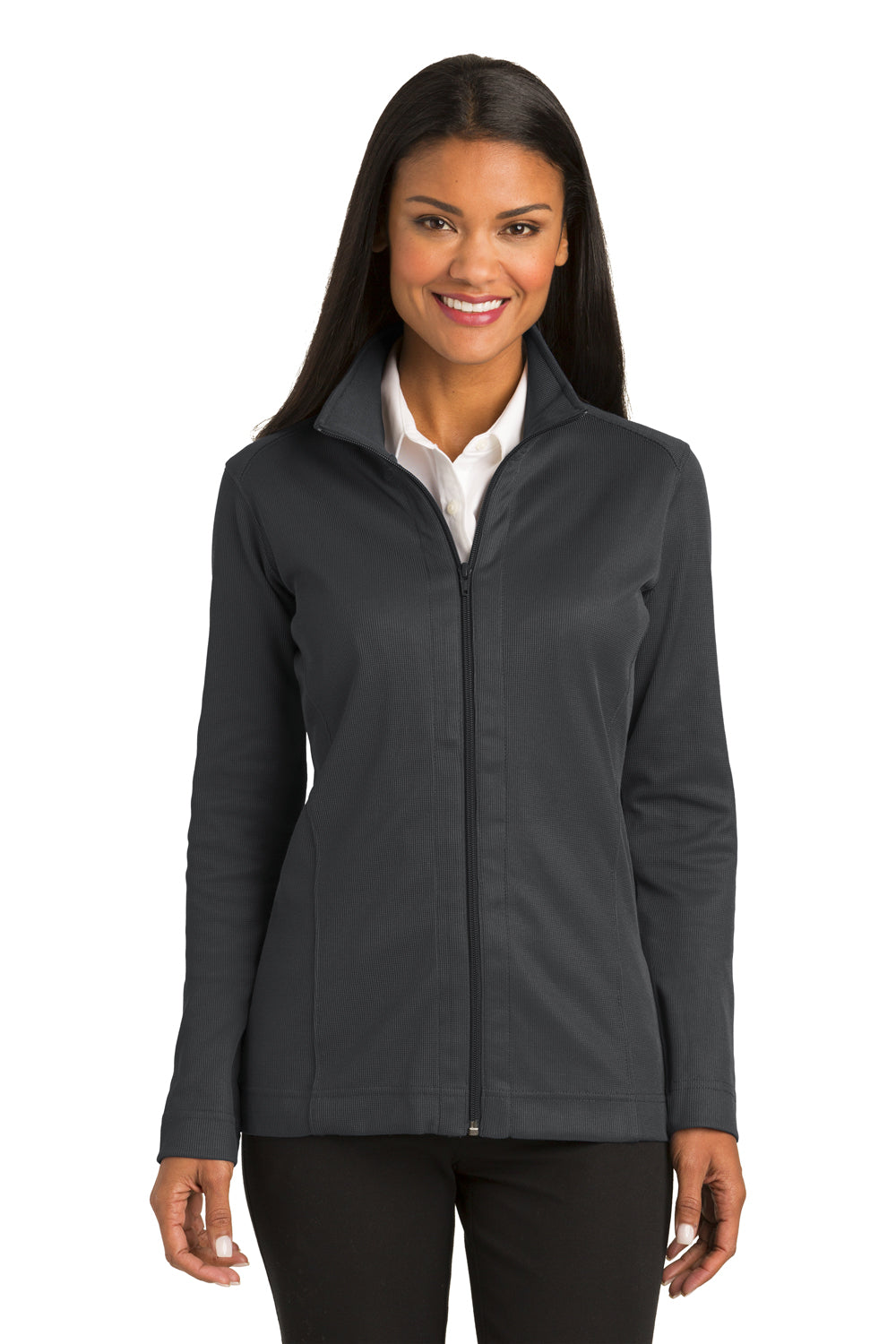 Port Authority L805 Womens Full Zip Jacket Iron Grey Front