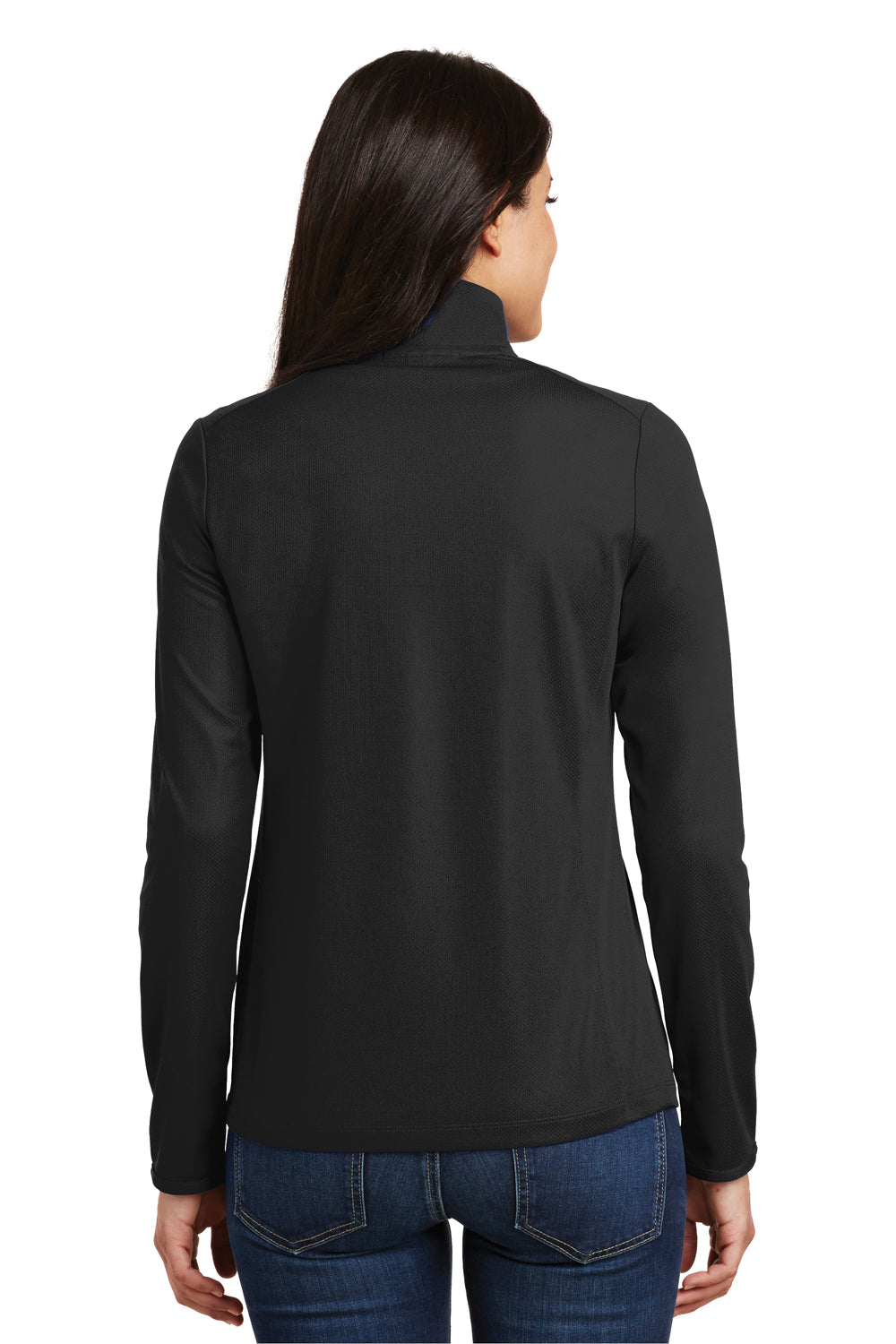 Port Authority L806 Womens Moisture Wicking 1/4 Zip Sweatshirt Black Back