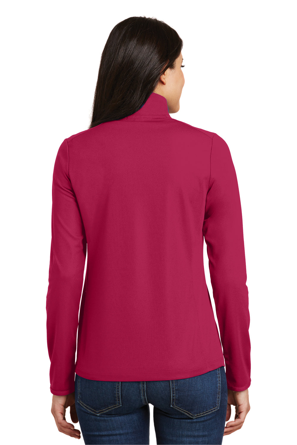 Port Authority L806 Womens Moisture Wicking 1/4 Zip Sweatshirt Fuchsia Pink Back