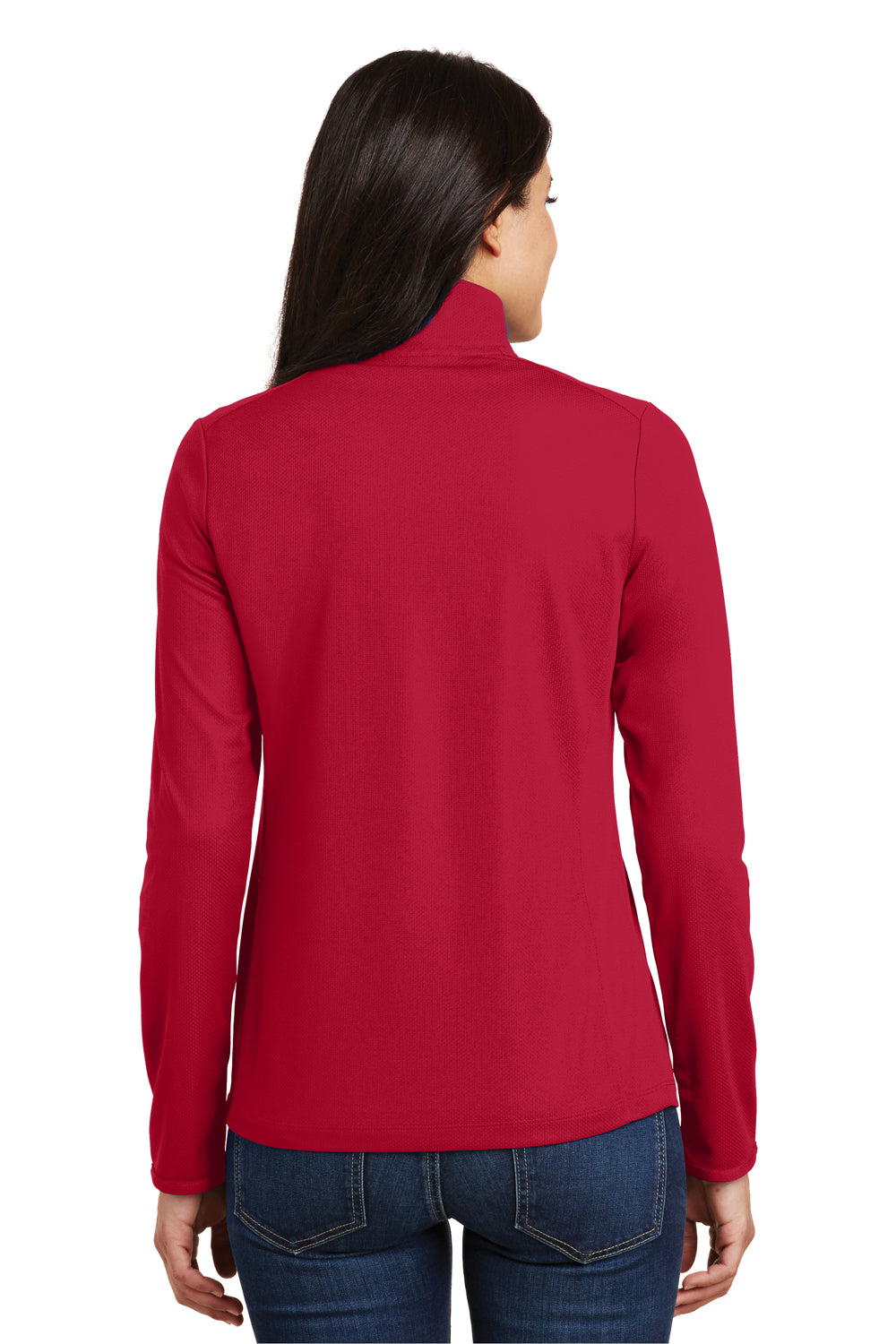 Port Authority L806 Womens Moisture Wicking 1/4 Zip Sweatshirt Red Back