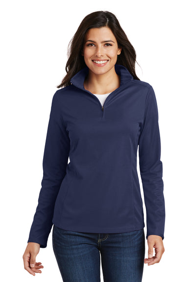 Port Authority L806 Womens Moisture Wicking 1/4 Zip Sweatshirt Navy Blue Front