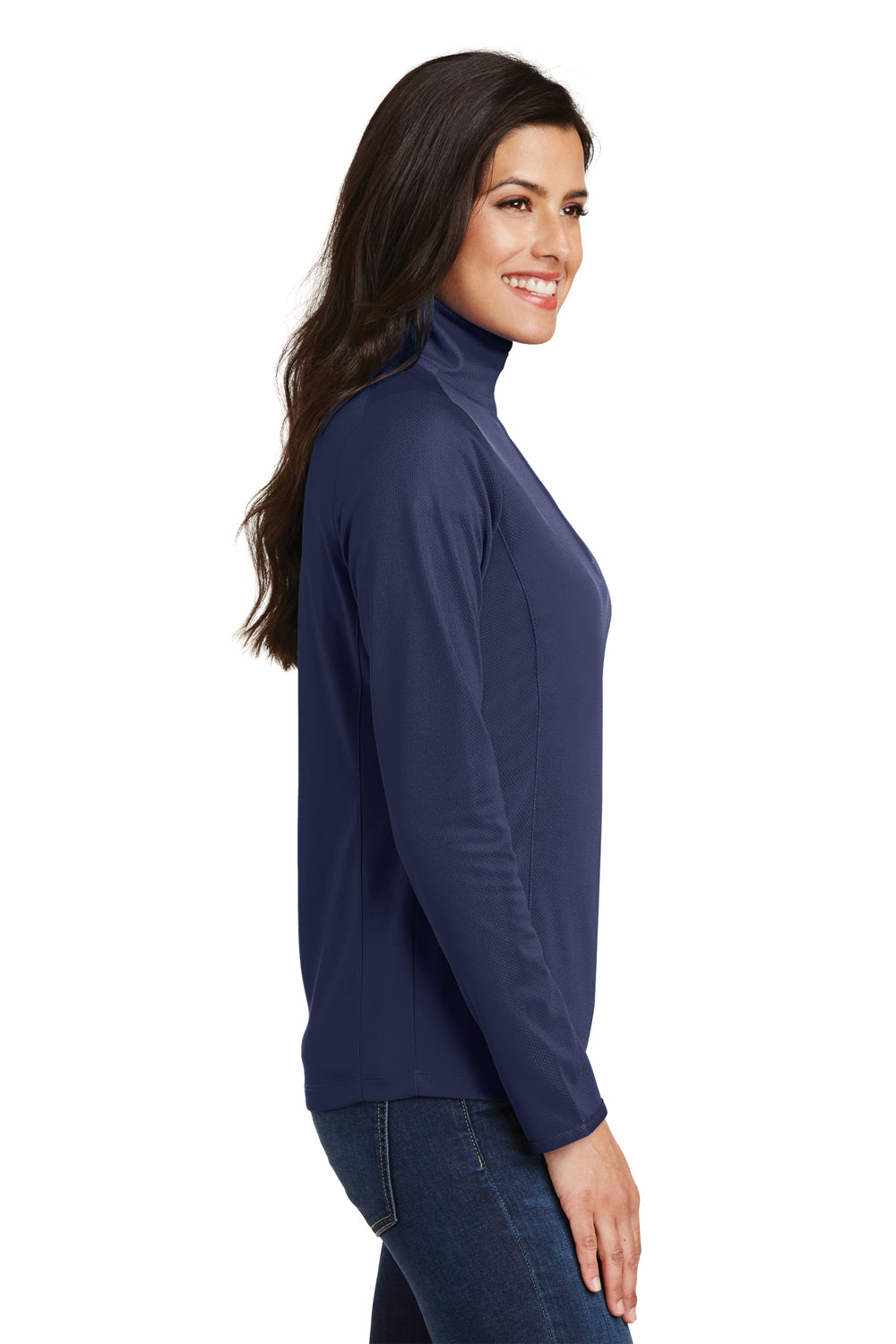 Port Authority L806 Womens Moisture Wicking 1/4 Zip Sweatshirt Navy Blue Side