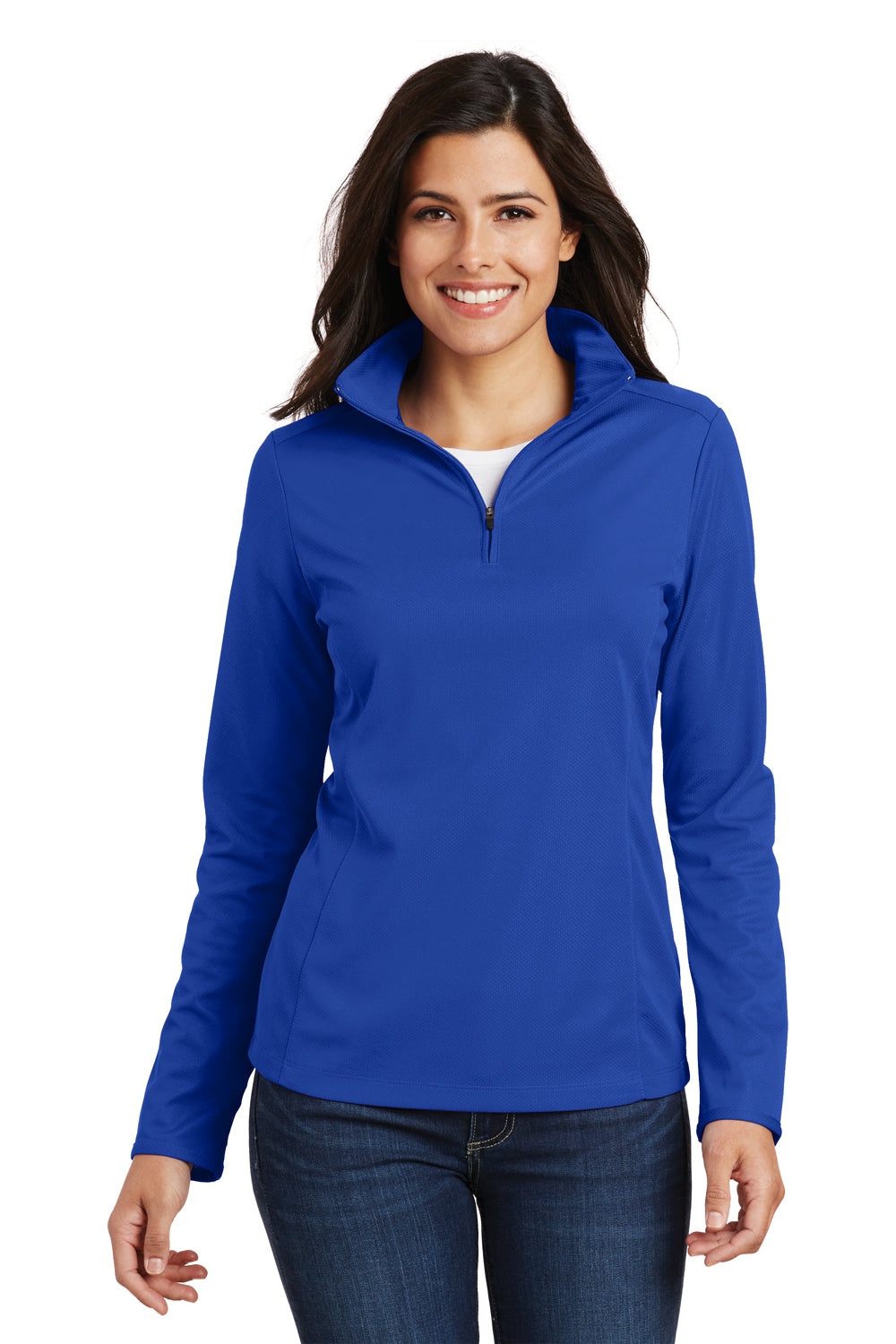 Port Authority L806 Womens Moisture Wicking 1/4 Zip Sweatshirt Royal Blue Front