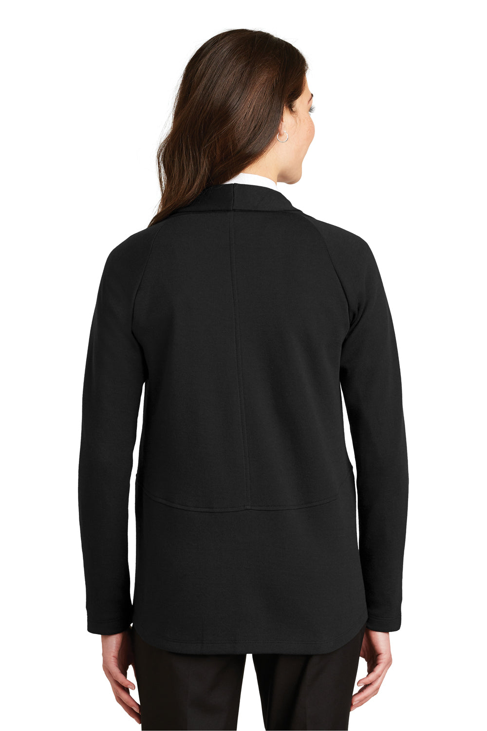 Port Authority L807 Womens Long Sleeve Cardigan Sweater Black Back