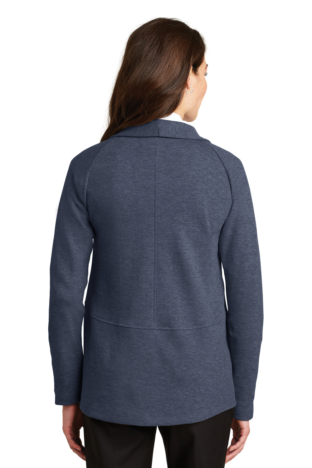 Port Authority L807 Womens Long Sleeve Cardigan Sweater Heather Blue Back