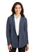 Port Authority L807 Womens Long Sleeve Cardigan Sweater Heather Blue Front