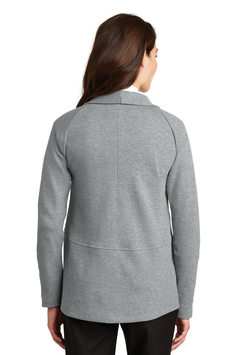 Port Authority L807 Womens Long Sleeve Cardigan Sweater Heather Medium Grey Back