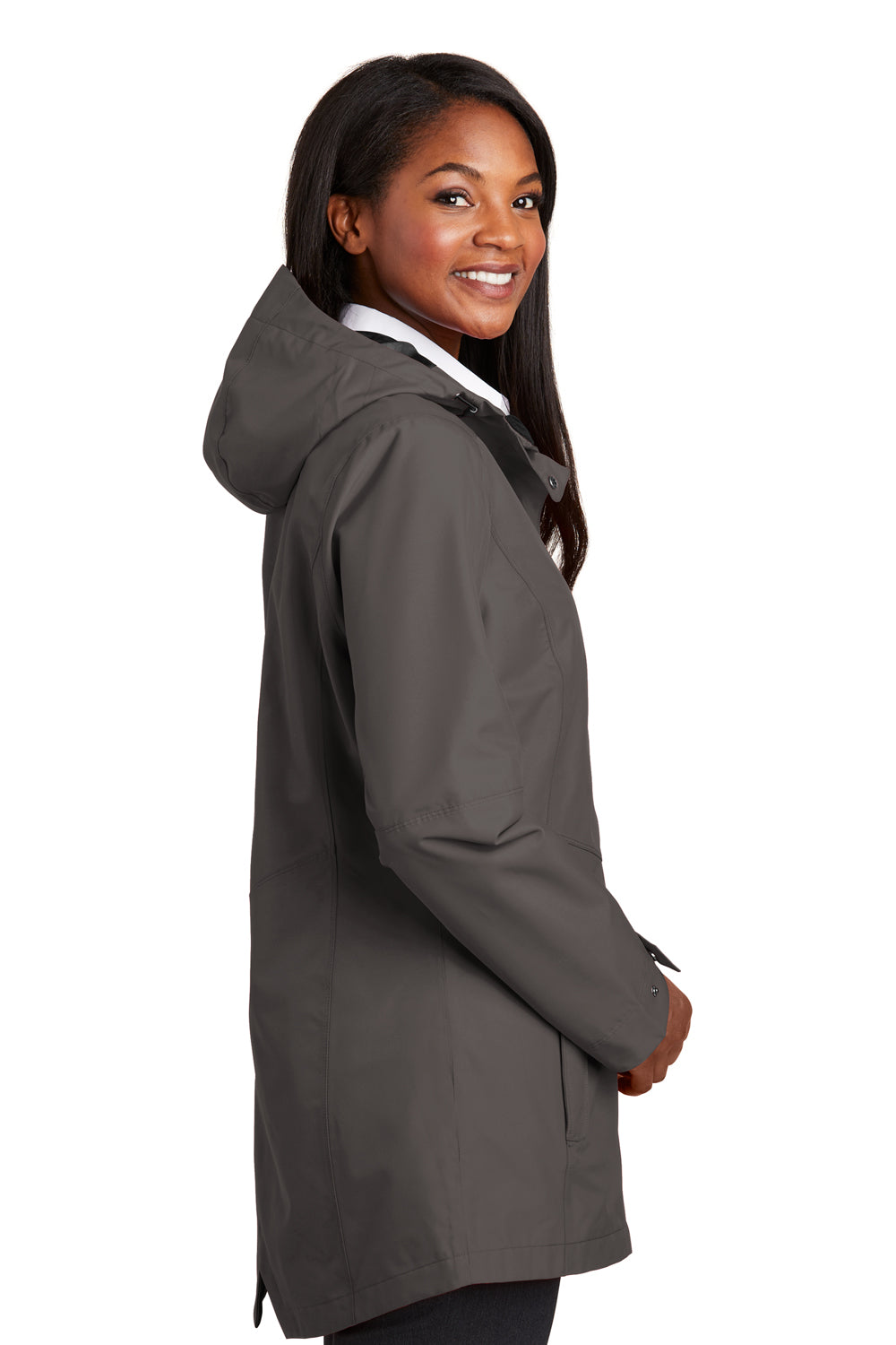 Port Authority L900 Womens Collective Waterproof Full Zip Hooded Jacket Graphite Grey Side