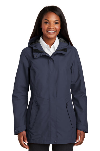 Port Authority L900 Womens Collective Waterproof Full Zip Hooded Jacket River Blue Front