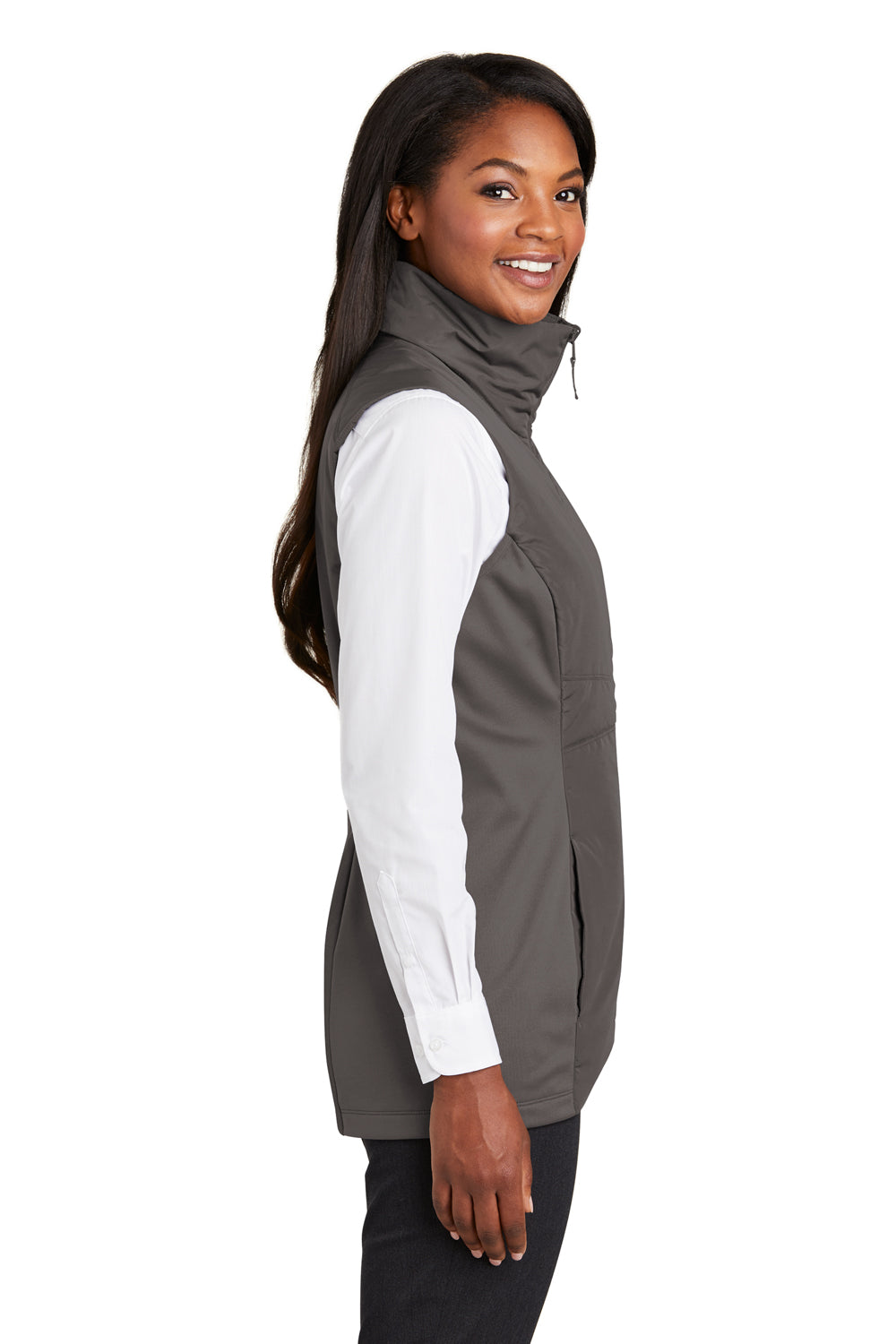 Port Authority L903 Womens Collective Wind & Water Resistant Full Zip Vest Graphite Grey Side