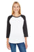 LAT LA3530 Womens Fine Jersey 3/4 Sleeve Crewneck T-Shirt White/Black Front