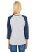 LAT LA3530 Womens Fine Jersey 3/4 Sleeve Crewneck T-Shirt Heather Grey/Navy Blue Back