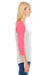 LAT LA3530 Womens Fine Jersey 3/4 Sleeve Crewneck T-Shirt Heather Grey/Red Side