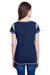 LAT LA3533 Womens Gameday Fine Jersey Lace Up Short Sleeve V-Neck T-Shirt Navy Blue Back