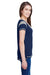 LAT LA3533 Womens Gameday Fine Jersey Lace Up Short Sleeve V-Neck T-Shirt Navy Blue Side