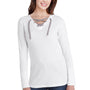 LAT Womens Fine Jersey Lace Up Long Sleeve V-Neck T-Shirt - White