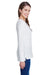 LAT LA3538 Womens Fine Jersey Lace Up Long Sleeve V-Neck T-Shirt White Side