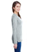 LAT LA3538 Womens Fine Jersey Lace Up Long Sleeve V-Neck T-Shirt Heather Grey Side