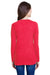 LAT LA3538 Womens Fine Jersey Lace Up Long Sleeve V-Neck T-Shirt Red Back