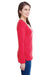LAT LA3538 Womens Fine Jersey Lace Up Long Sleeve V-Neck T-Shirt Red Side