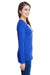 LAT LA3538 Womens Fine Jersey Lace Up Long Sleeve V-Neck T-Shirt Royal Blue Side