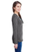 LAT LA3538 Womens Fine Jersey Lace Up Long Sleeve V-Neck T-Shirt Smoke Grey Side