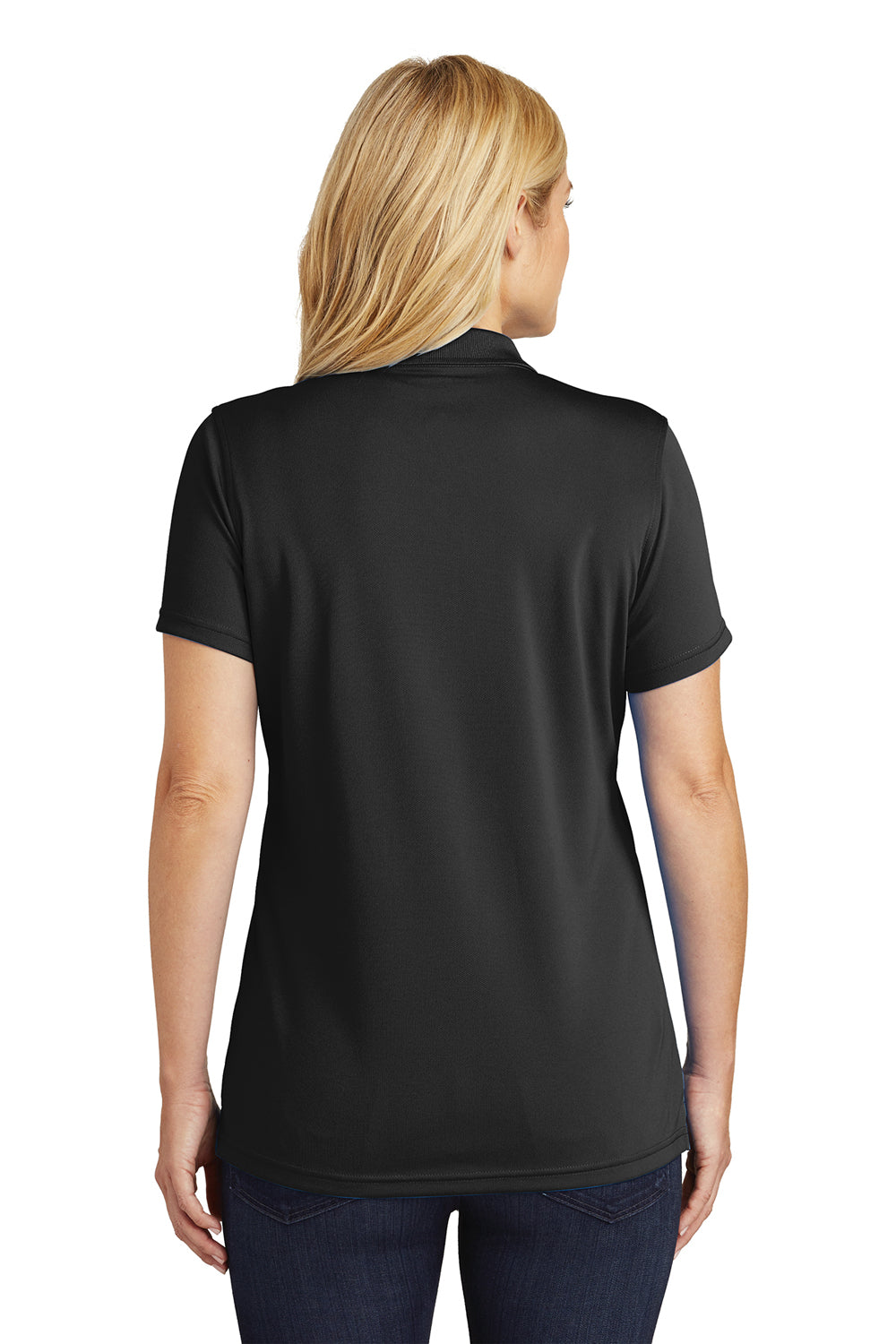 Port Authority LK110 Womens Dry Zone Moisture Wicking Short Sleeve Polo Shirt Black Back
