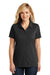 Port Authority LK110 Womens Dry Zone Moisture Wicking Short Sleeve Polo Shirt Black Front