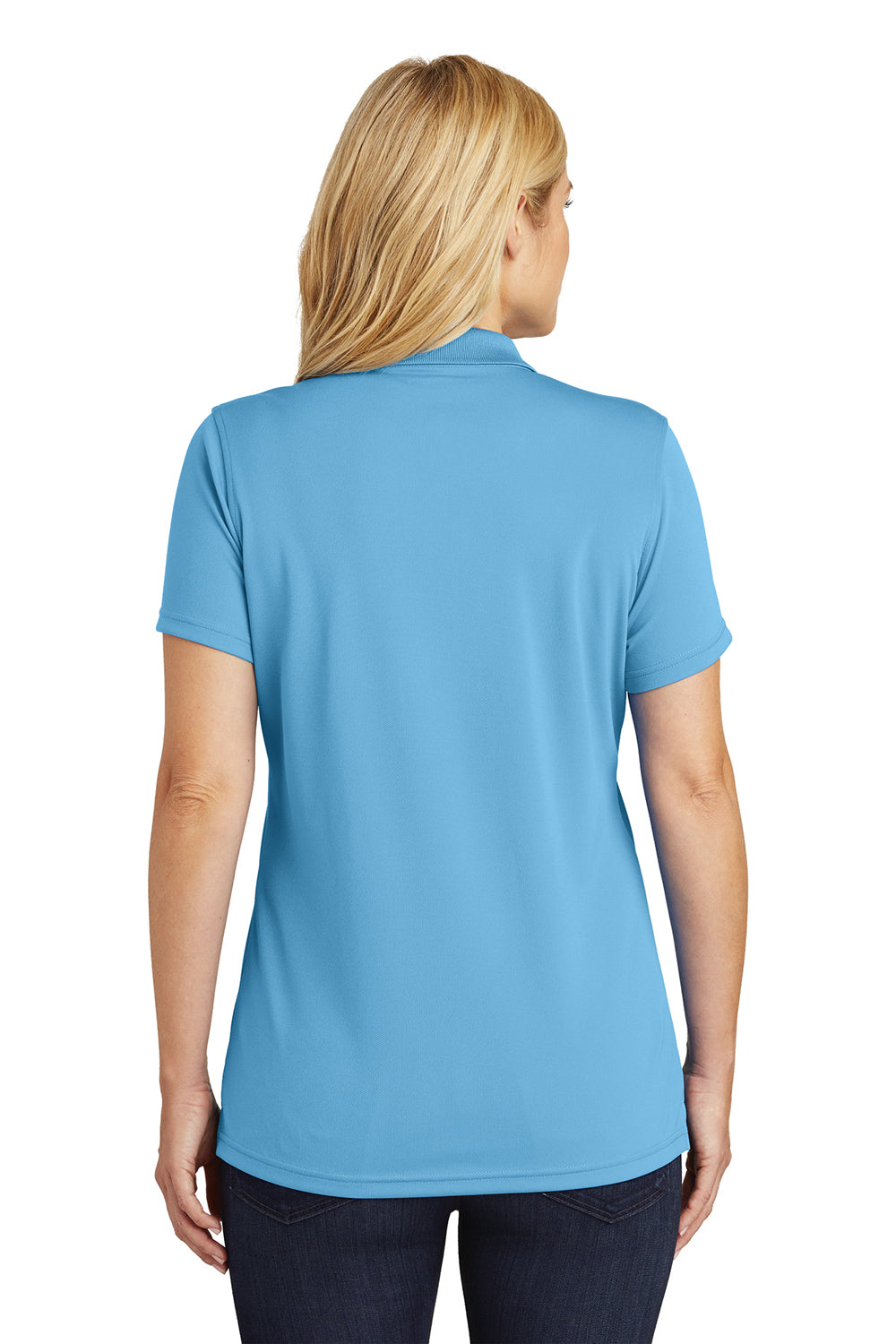 Port Authority LK110 Womens Dry Zone Moisture Wicking Short Sleeve Polo Shirt Carolina Blue Back