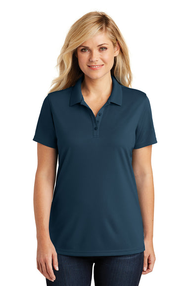 Port Authority LK110 Womens Dry Zone Moisture Wicking Short Sleeve Polo Shirt Navy Blue Front