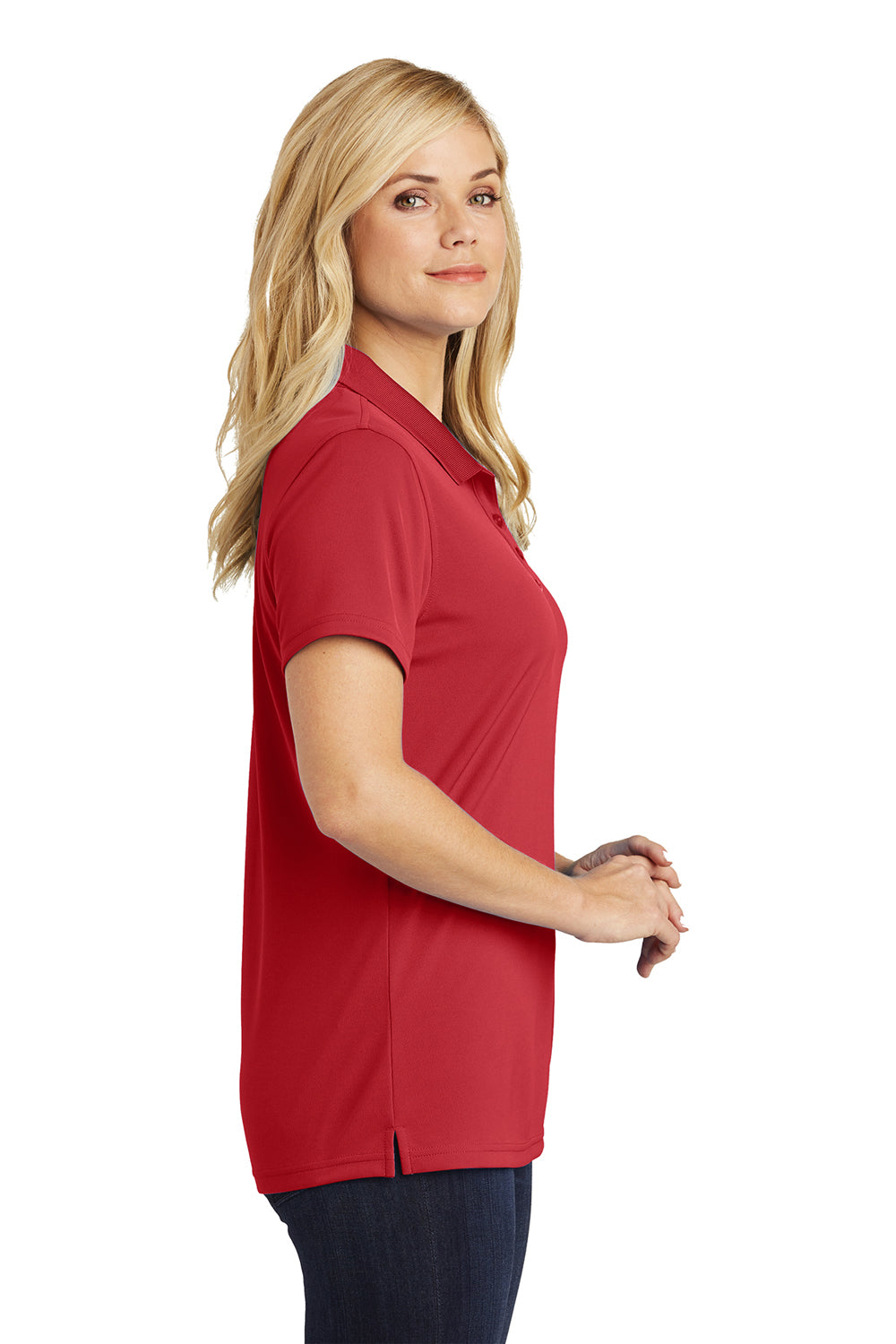Port Authority LK110 Womens Dry Zone Moisture Wicking Short Sleeve Polo Shirt Red Side