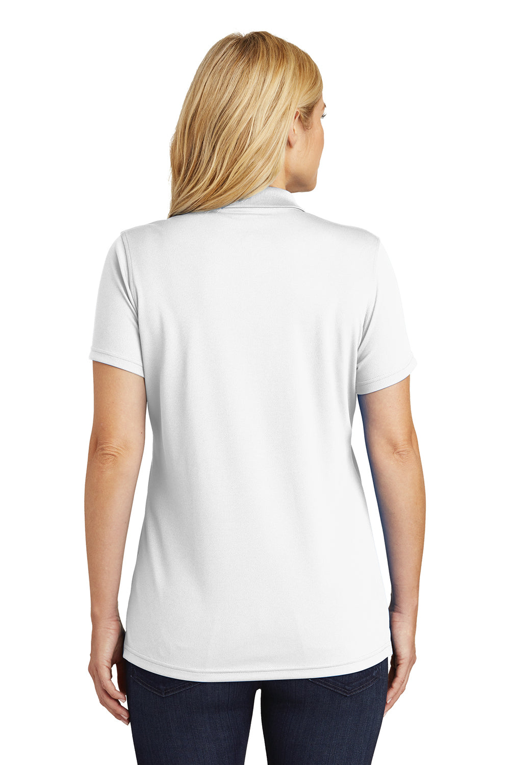 Port Authority LK110 Womens Dry Zone Moisture Wicking Short Sleeve Polo Shirt White Back