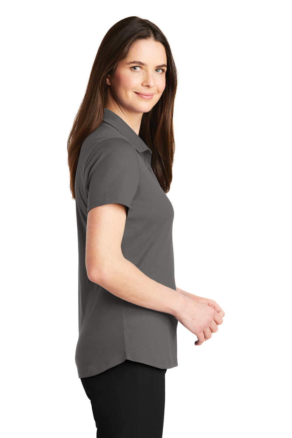 Port Authority LK164 Womens SuperPro Moisture Wicking Short Sleeve Polo Shirt Sterling Grey Side