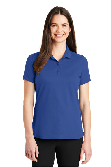 Port Authority LK164 Womens SuperPro Moisture Wicking Short Sleeve Polo Shirt Blue Front