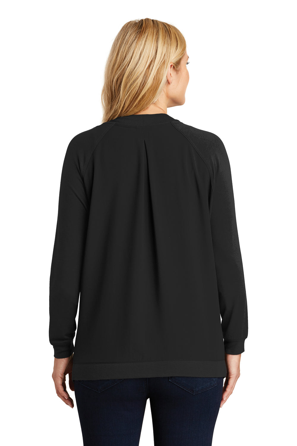 Port Authority LK5431 Womens Concept Bomber Long Sleeve Cardigan Sweater Black Back