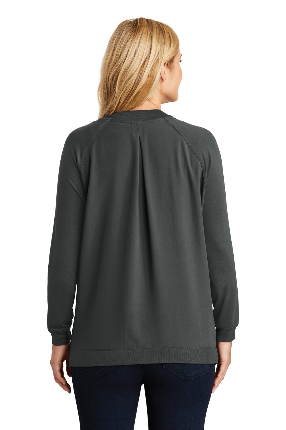 Port Authority LK5431 Womens Concept Bomber Long Sleeve Cardigan Sweater Smoke Grey Back
