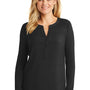 Port Authority Womens Concept Jersey Long Sleeve Henley T-Shirt - Black