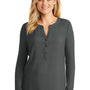 Port Authority Womens Concept Jersey Long Sleeve Henley T-Shirt - Smoke Grey