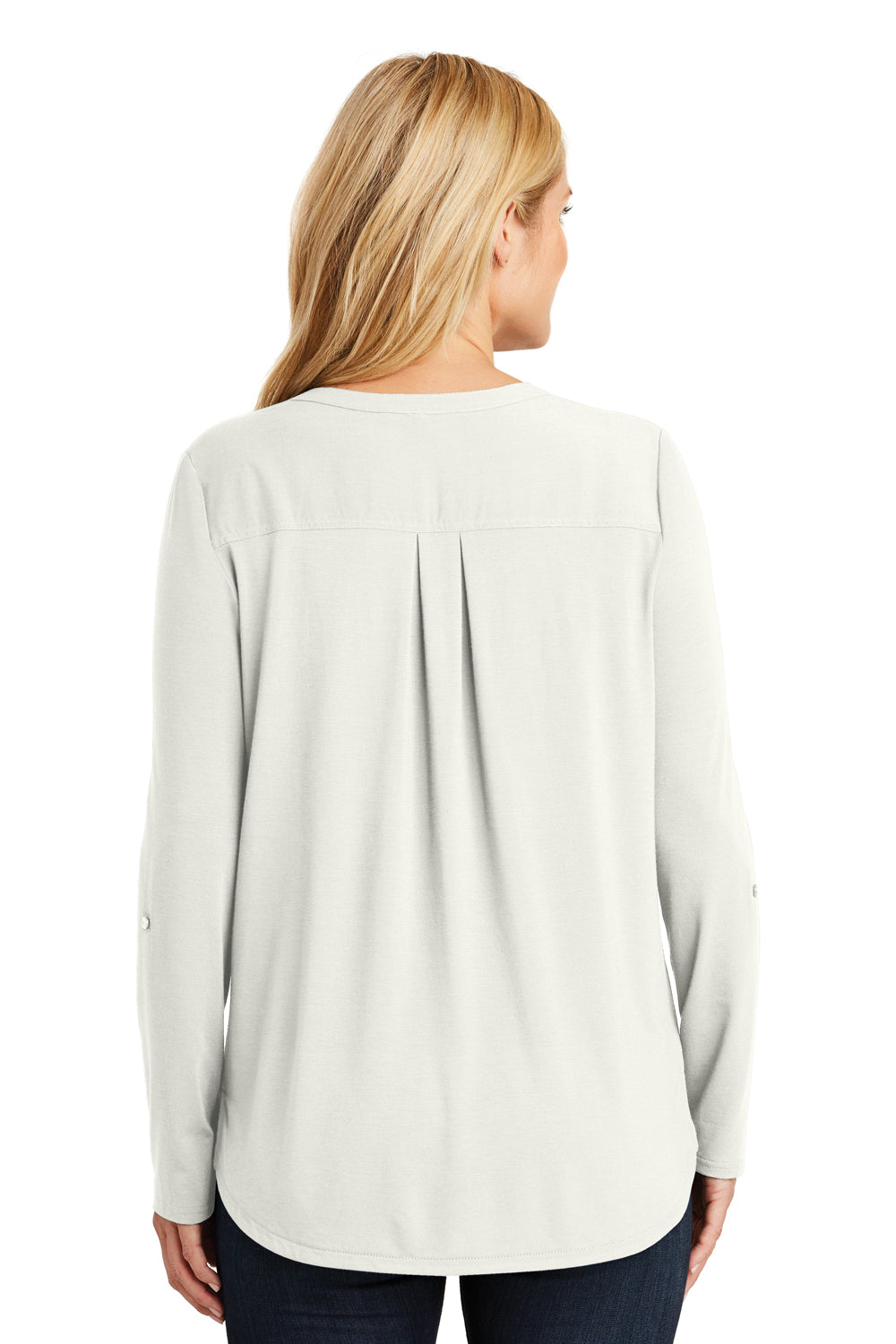 Port Authority LK5432 Womens Concept Jersey Long Sleeve Henley T-Shirt Ivory Chiffon Back