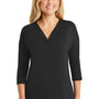 Port Authority Womens Concept Jersey 3/4 Sleeve V-Neck T-Shirt - Black