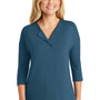 Port Authority Womens Concept Jersey 3/4 Sleeve V-Neck T-Shirt - Dusty Blue