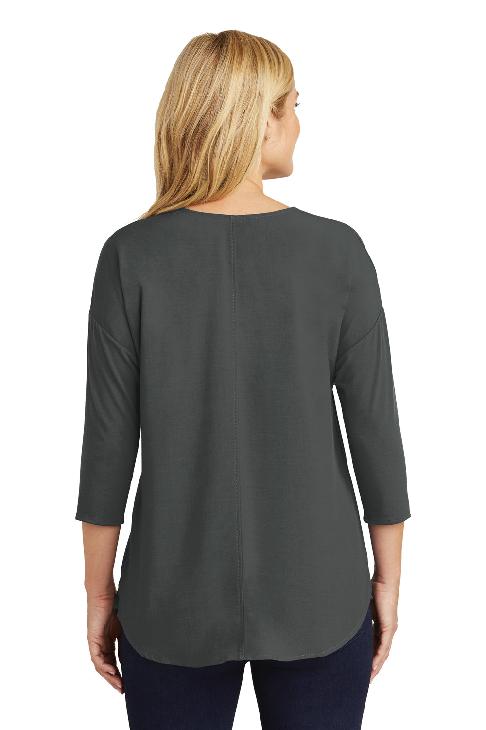 Port Authority LK5433 Womens Concept Jersey 3/4 Sleeve V-Neck T-Shirt Smoke Grey Back