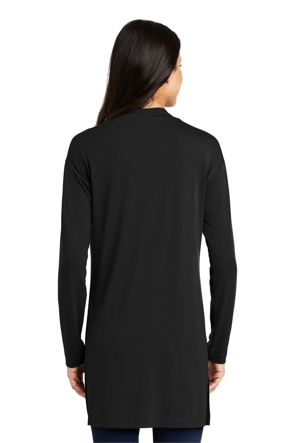 Port Authority LK5434 Womens Concept Long Sleeve Cardigan Sweater w/ Pockets Black Back