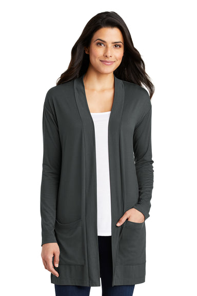 Port Authority LK5434 Womens Concept Long Sleeve Cardigan Sweater w/ Pockets Smoke Grey Front