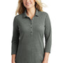 Port Authority Womens Coastal Moisture Wicking 3/4 Sleeve Polo Shirt - Deep Black/White - Closeout