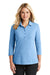 Port Authority LK581 Womens Coastal Moisture Wicking 3/4 Sleeve Polo Shirt Moonlight Blue/White Front