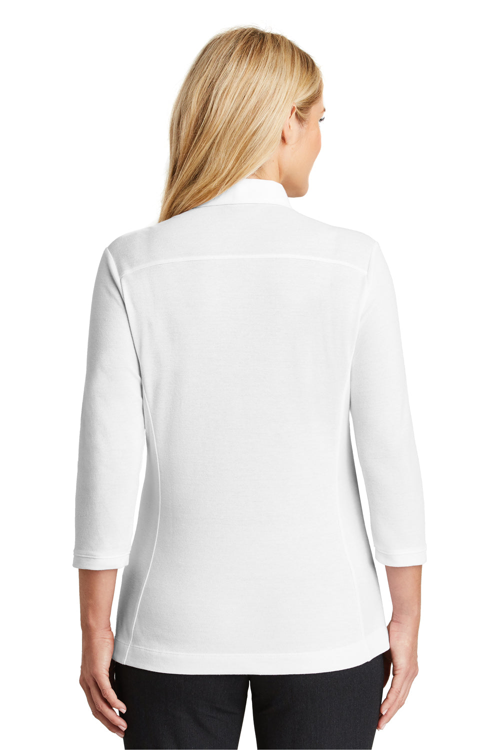 Port Authority LK581 Womens Coastal Moisture Wicking 3/4 Sleeve Polo Shirt White Back