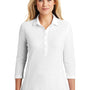 Port Authority Womens Coastal Moisture Wicking 3/4 Sleeve Polo Shirt - White - Closeout