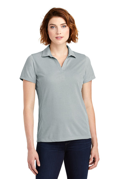 Port Authority LK582 Womens Oxford Moisture Wicking Short Sleeve Polo Shirt Gusty Grey Front
